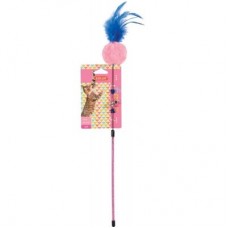 Zolux Pompon Fishing Rod Cat Toys Pink with Blue